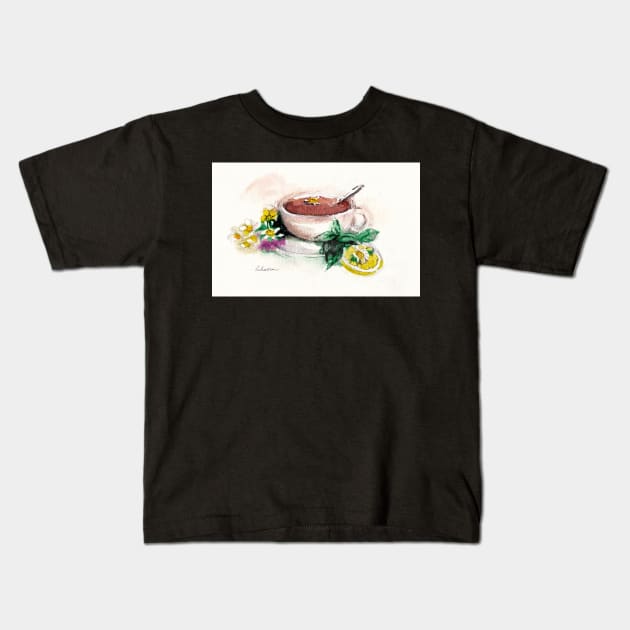 Afternoon Tea - watercolor painting Kids T-Shirt by tranquilwaters